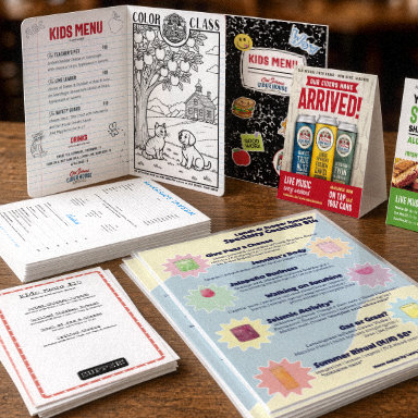 Menus and table tents printing sample